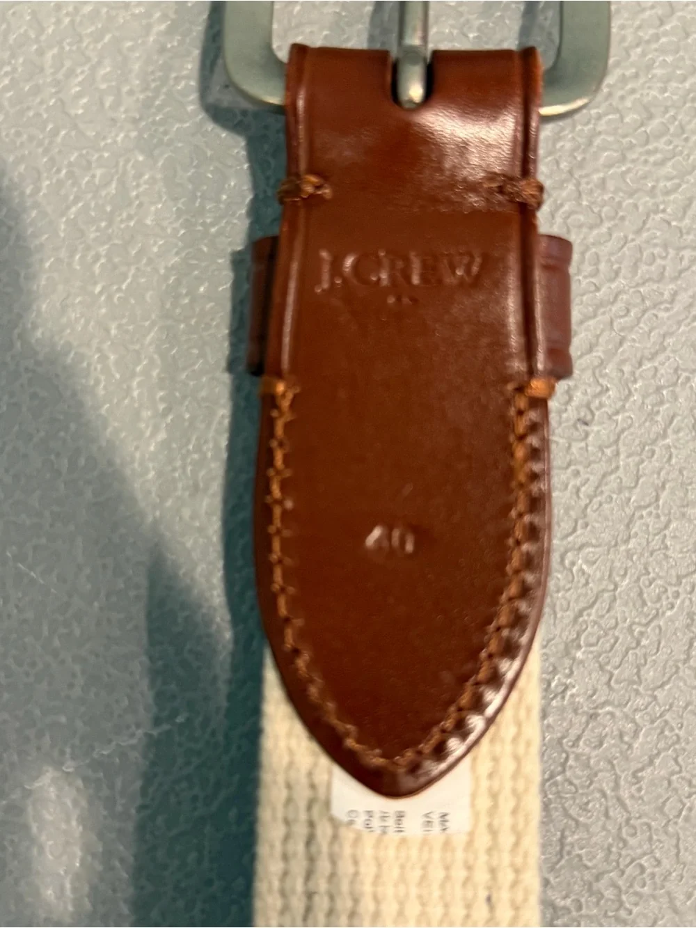 J.CREW Men's Golf Themed Belt Cotton & Leather Sz 40 Green Brown Leather/Cotton